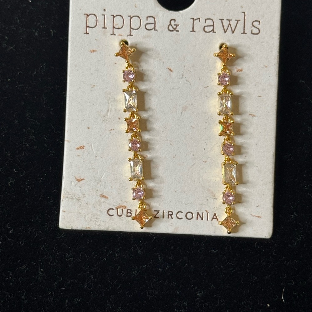 Pippa & Rawls Gold and Pink Cubic Zirconia Earrings - Picture 3 of 7